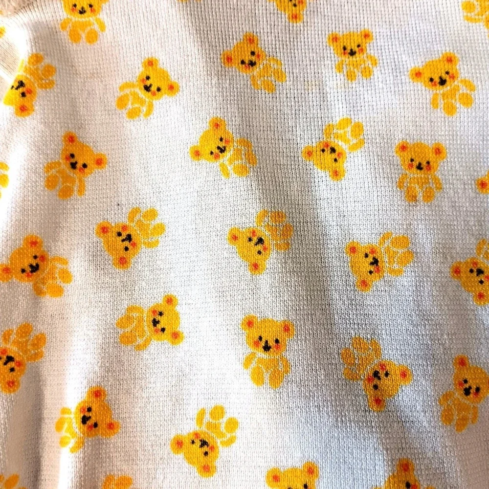 VTG Carter's Baby Wrap Shirt 6M Yellow Teddy Bear Print‎ USA Newborn Kimono Top